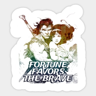 "Fortune Favors The Brave" Vintage Barbarian Fantasy Sticker
